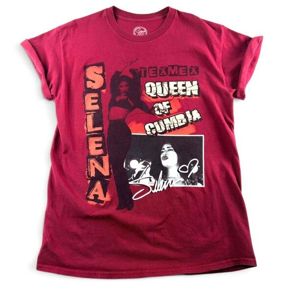 selena Other - selena tex mex queen of cumbia graphic band t shirt red 100% cotton size medium